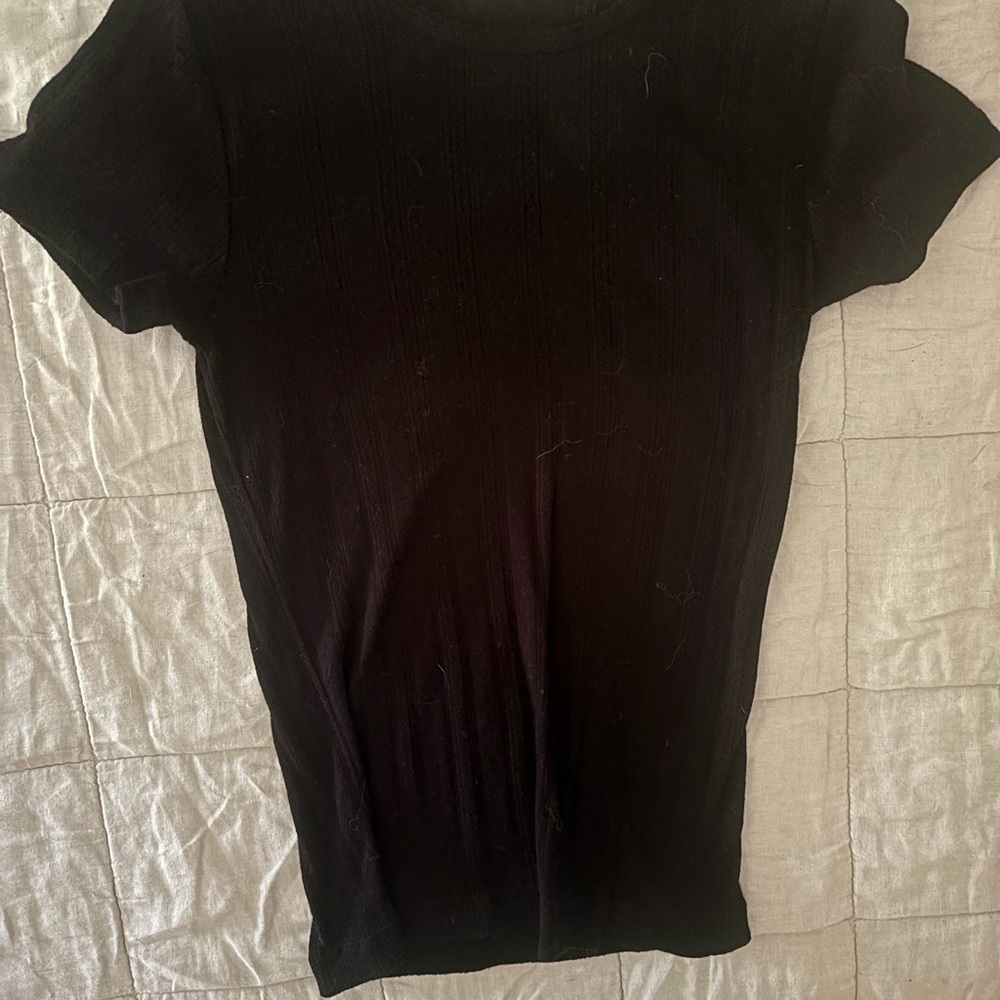 Doen Vivi Tee Black Pointelle Size Small